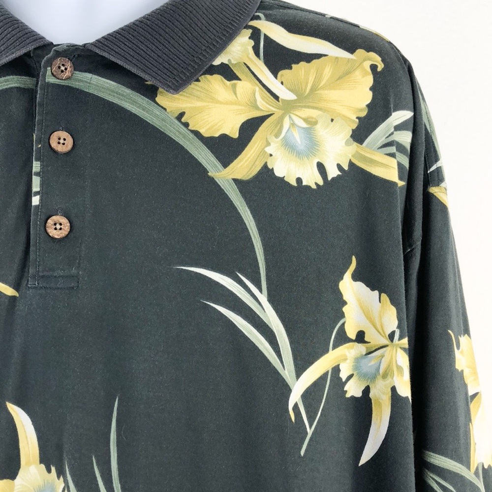 Tommy Bahama Grey Floral Print Collar Shirt XXL - Picture 2 of 6